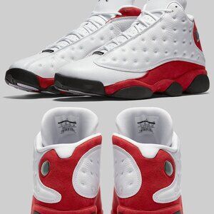 Red White Basketball Sneakers – Retro 13 Style, Athletic Streetwear Shoes, Men’s